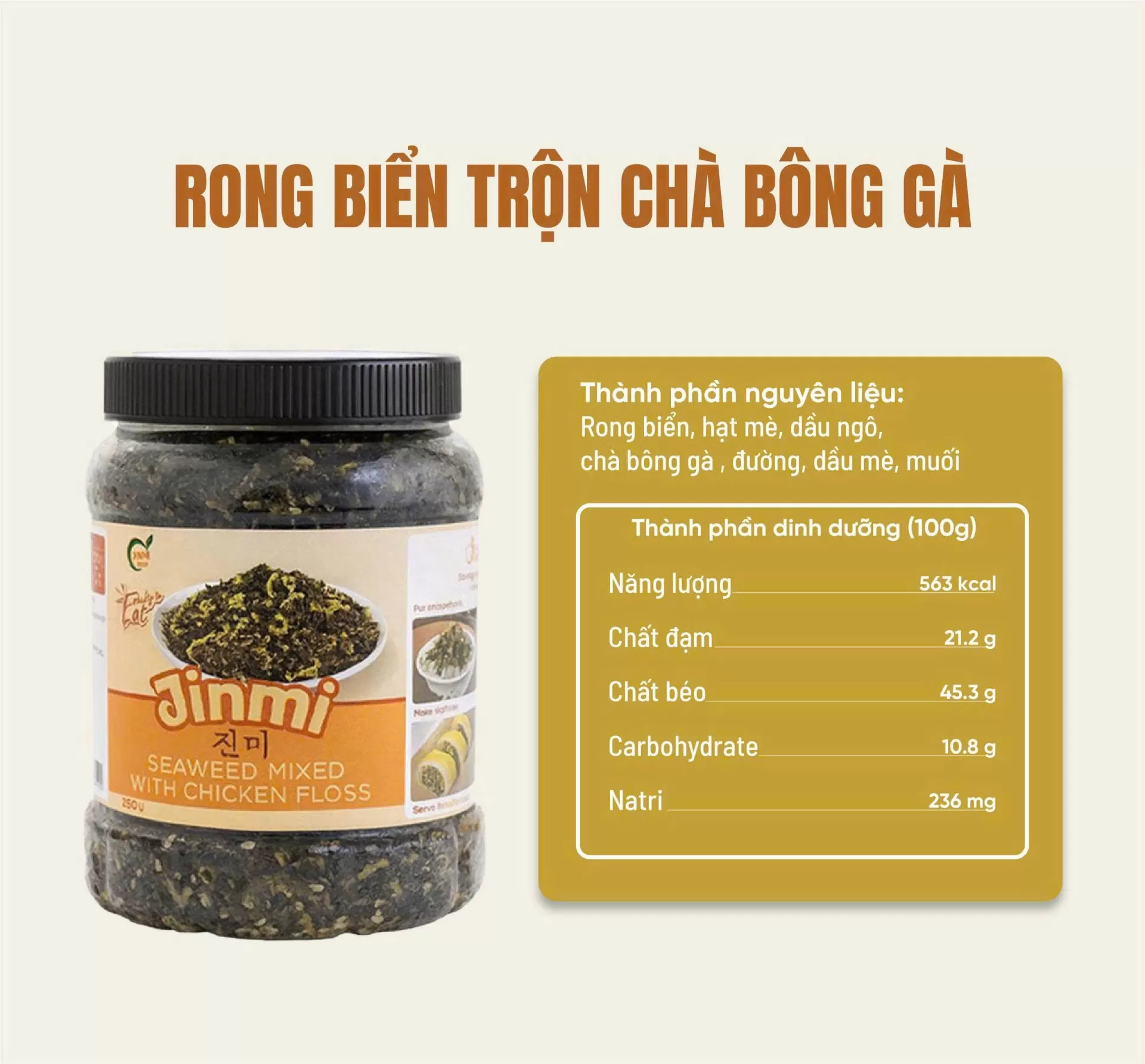 Rong biển trộn chà bông gà Jinmi 250gr